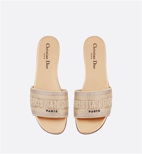 women dior dway embroidered cotton slide|Dior dway slides.